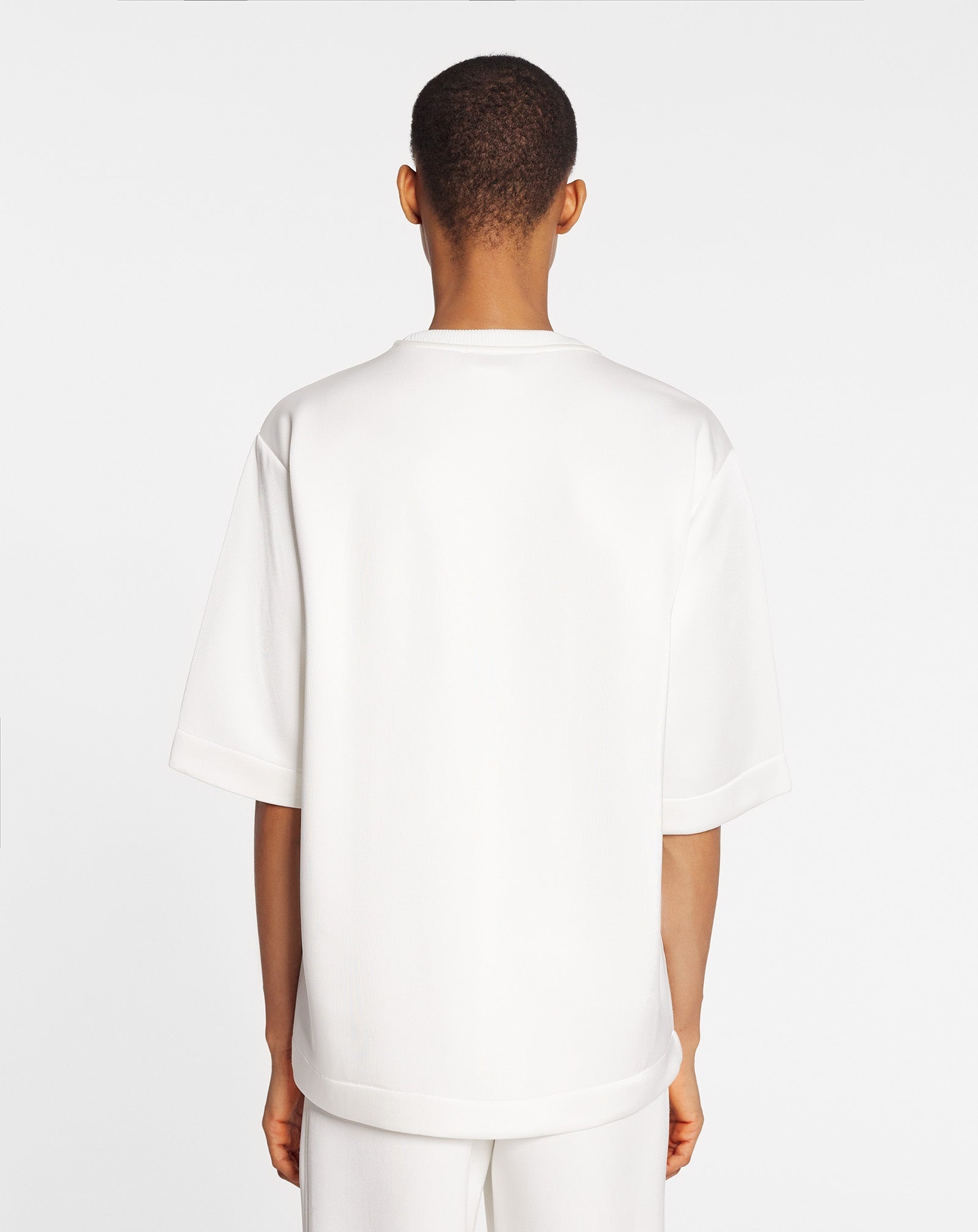 RELAXED FIT LANVIN LOGO TEE IN GLOSSY DOUBLE JERSEY - 4