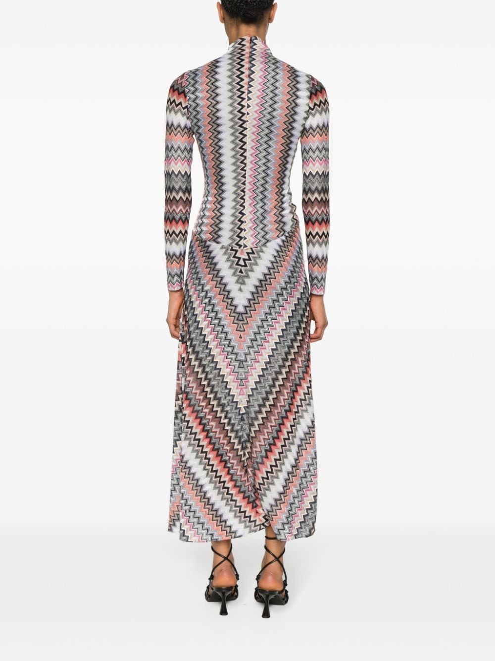 zigzag-woven asymmetric dress - 4