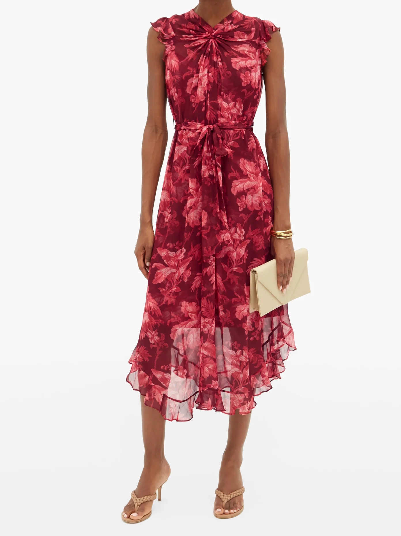 Ladybeetle floral-print chiffon midi dress - 2