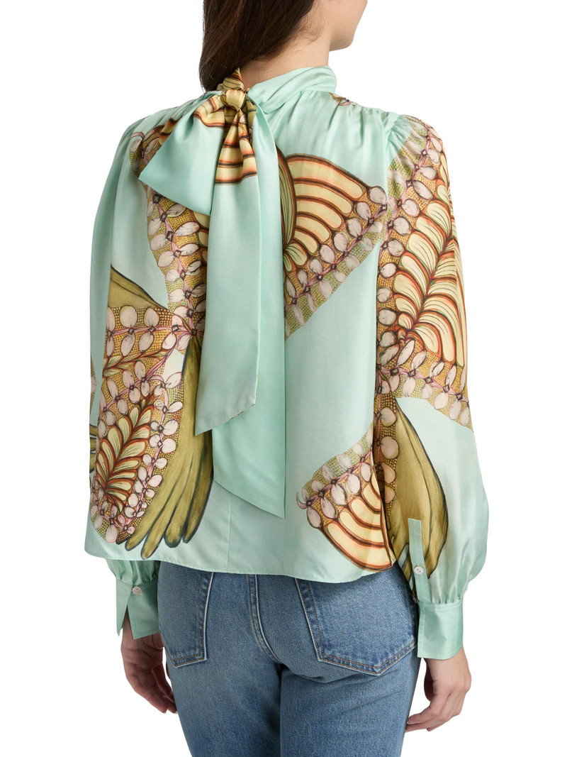 Women's Anna Zemankova Ornament Printed Silk Blouse - Water Blossoms 5