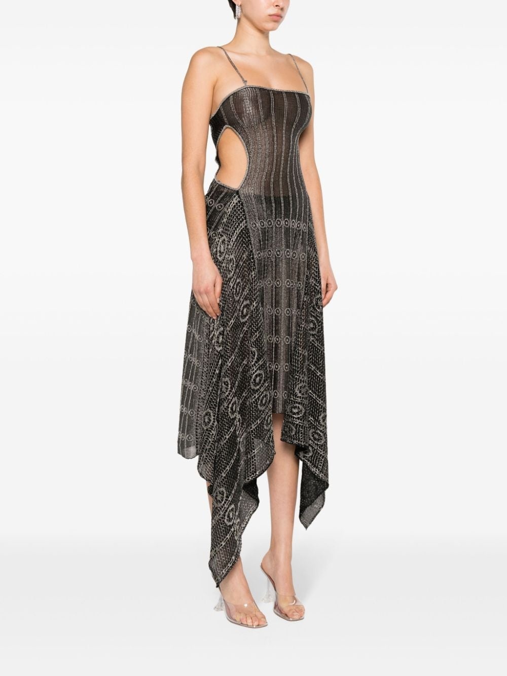 metallic open-knit maxi dress - 3