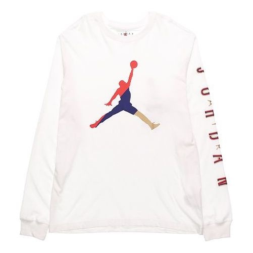 Air Jordan Alphabet Multi-Color Logo Round Neck Long Sleeves White CN3503-100 - 1