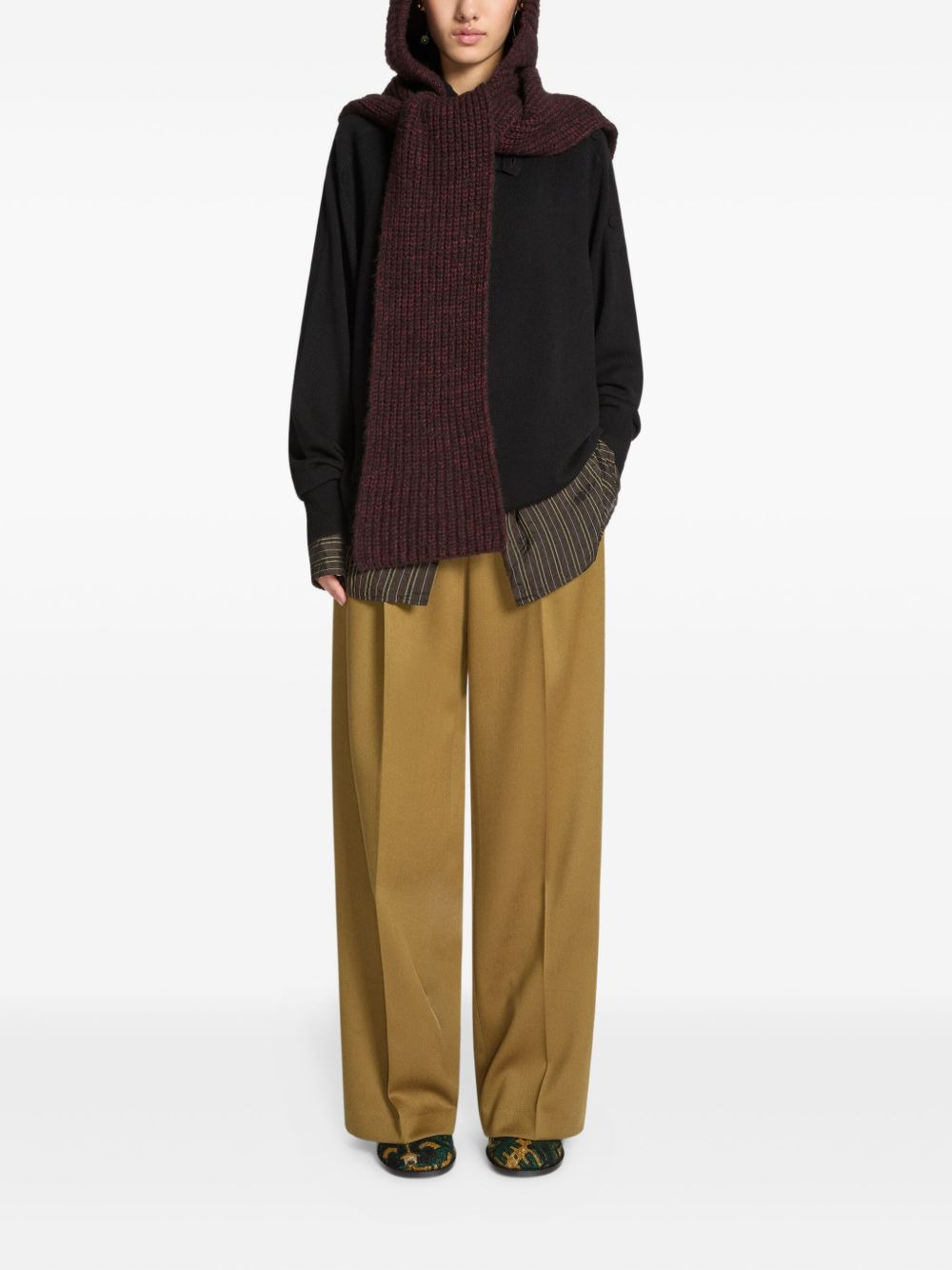 hooded-ribbed scarf - 2