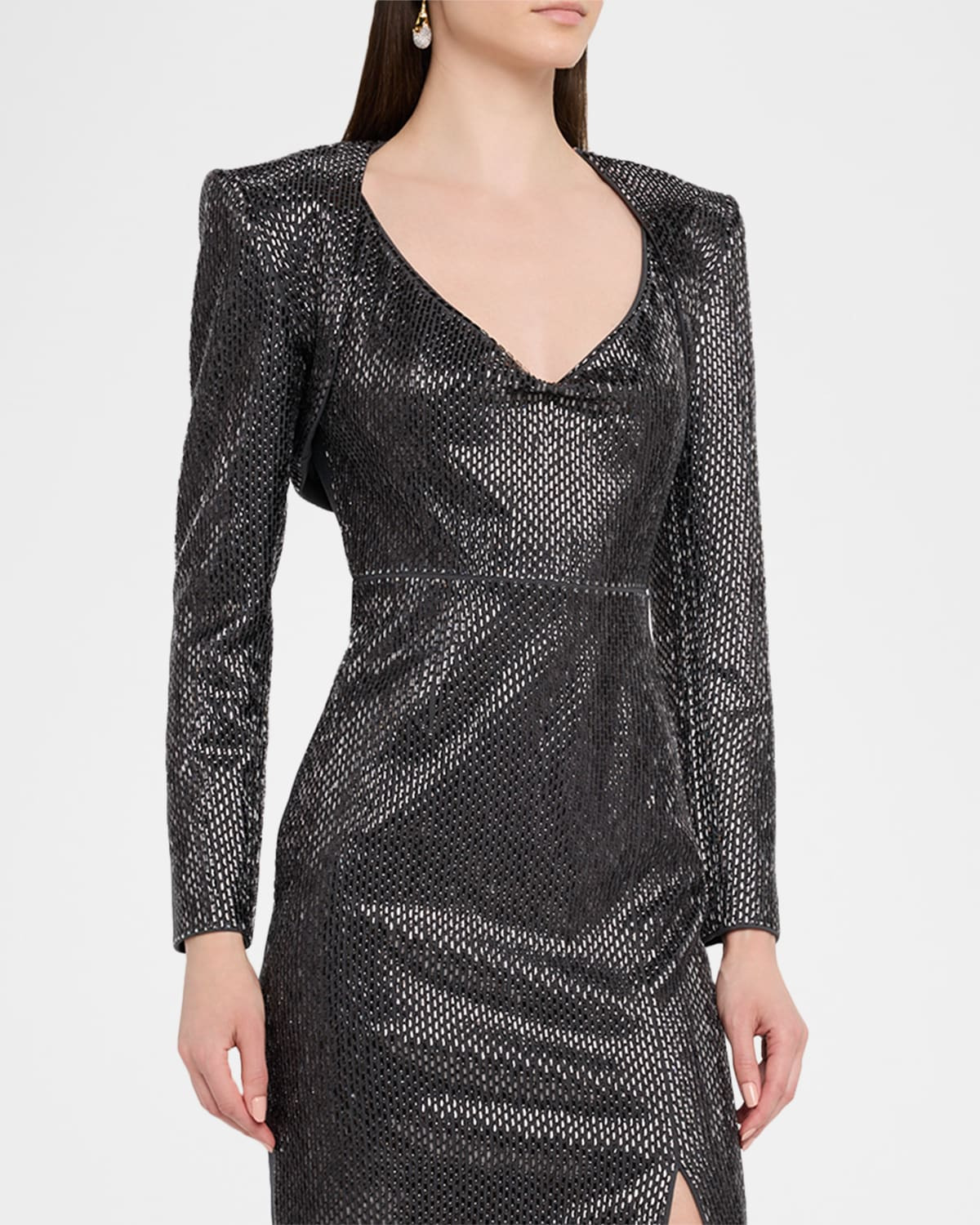 Diamante Crepe Bolero Jacket - 4
