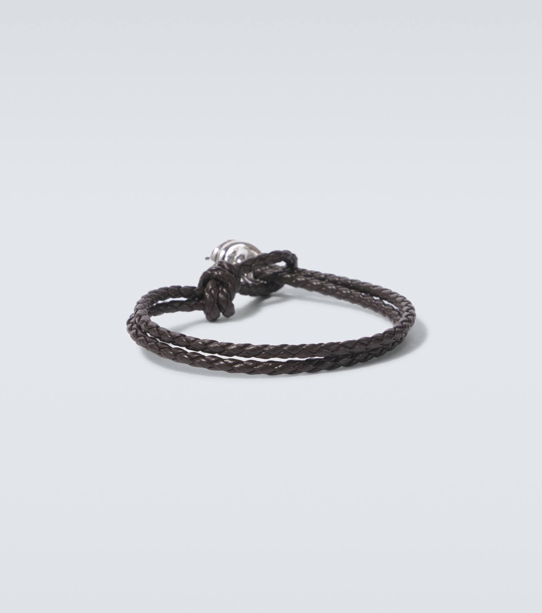 Leather-trimmed sterling silver bracelet - 4