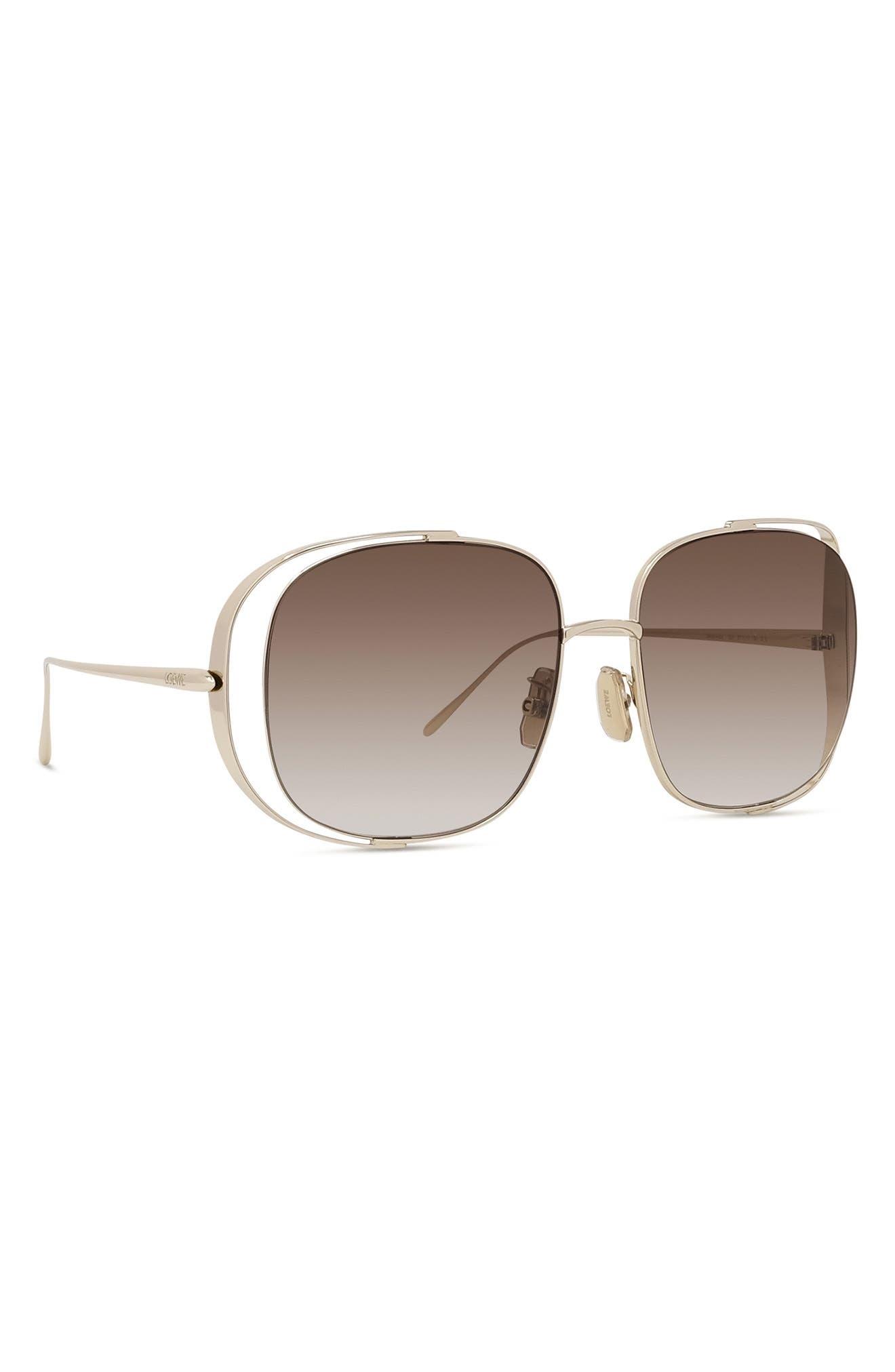 Loewe Signature 57mm Gradient Rectangular Sunglasses in Gold /Gradient Brown at Nordstrom - 3