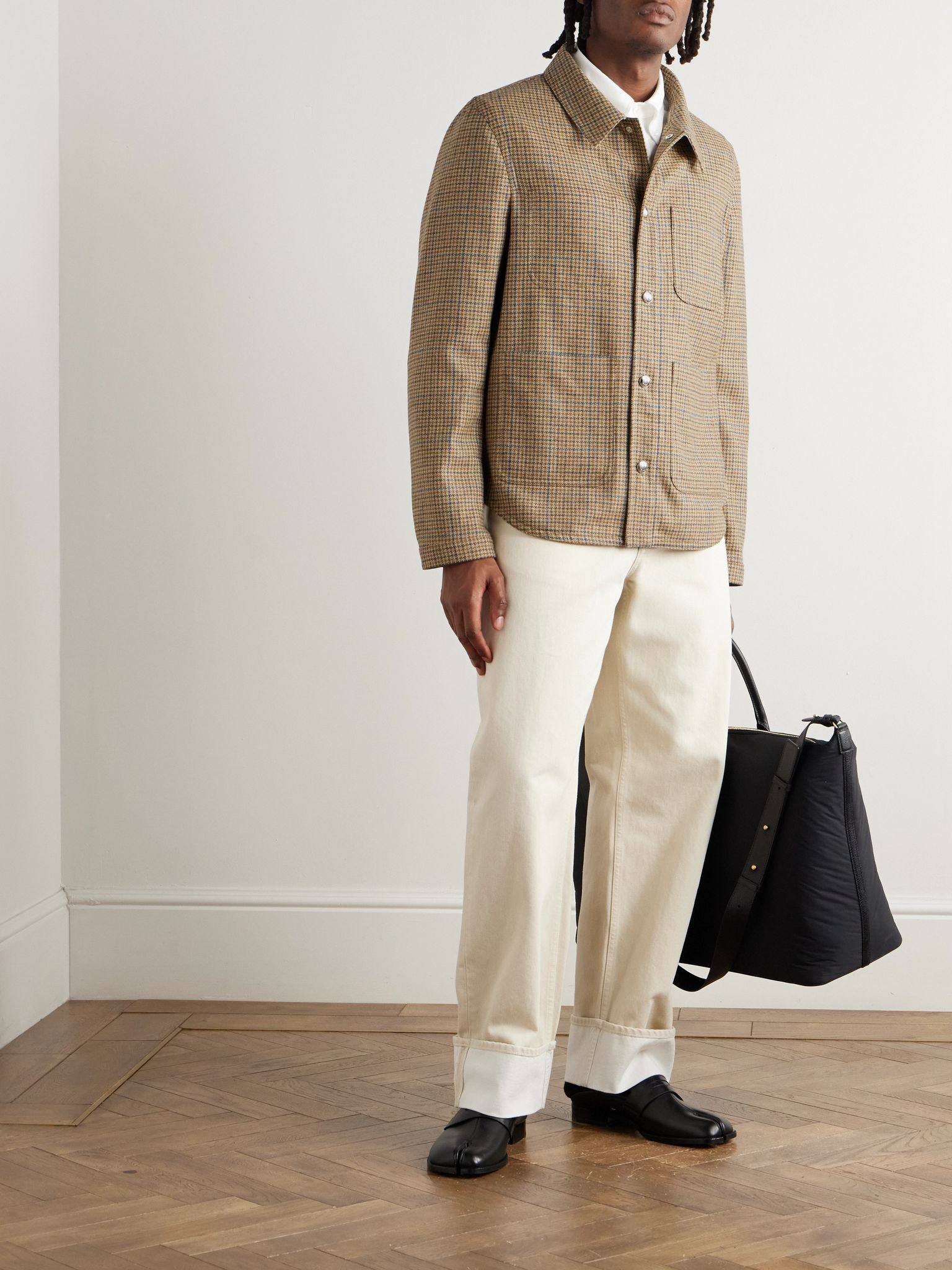 Houndstooth Wool Jacket Brown - 2