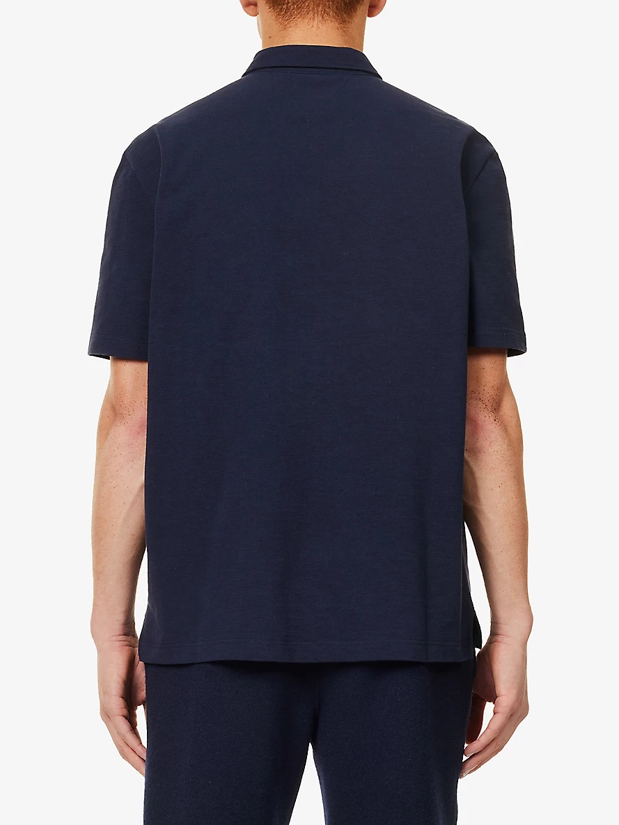 Brand-embroidery short-sleeves relaxed-fit cotton-piqué polo shirt - 4