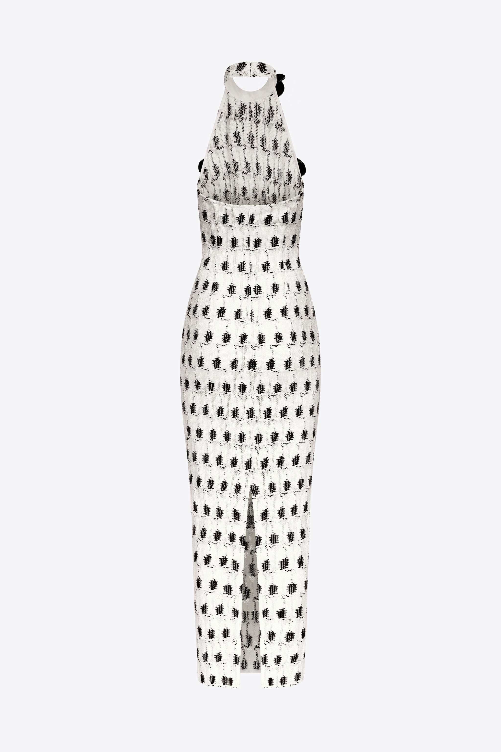 CROCHET EYE HALTER MIDI DRESS - 2