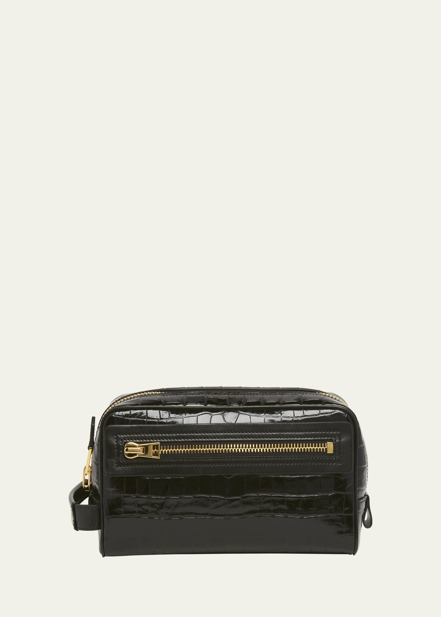 Men's Crocodile-Print Leather Toiletry Case - 1