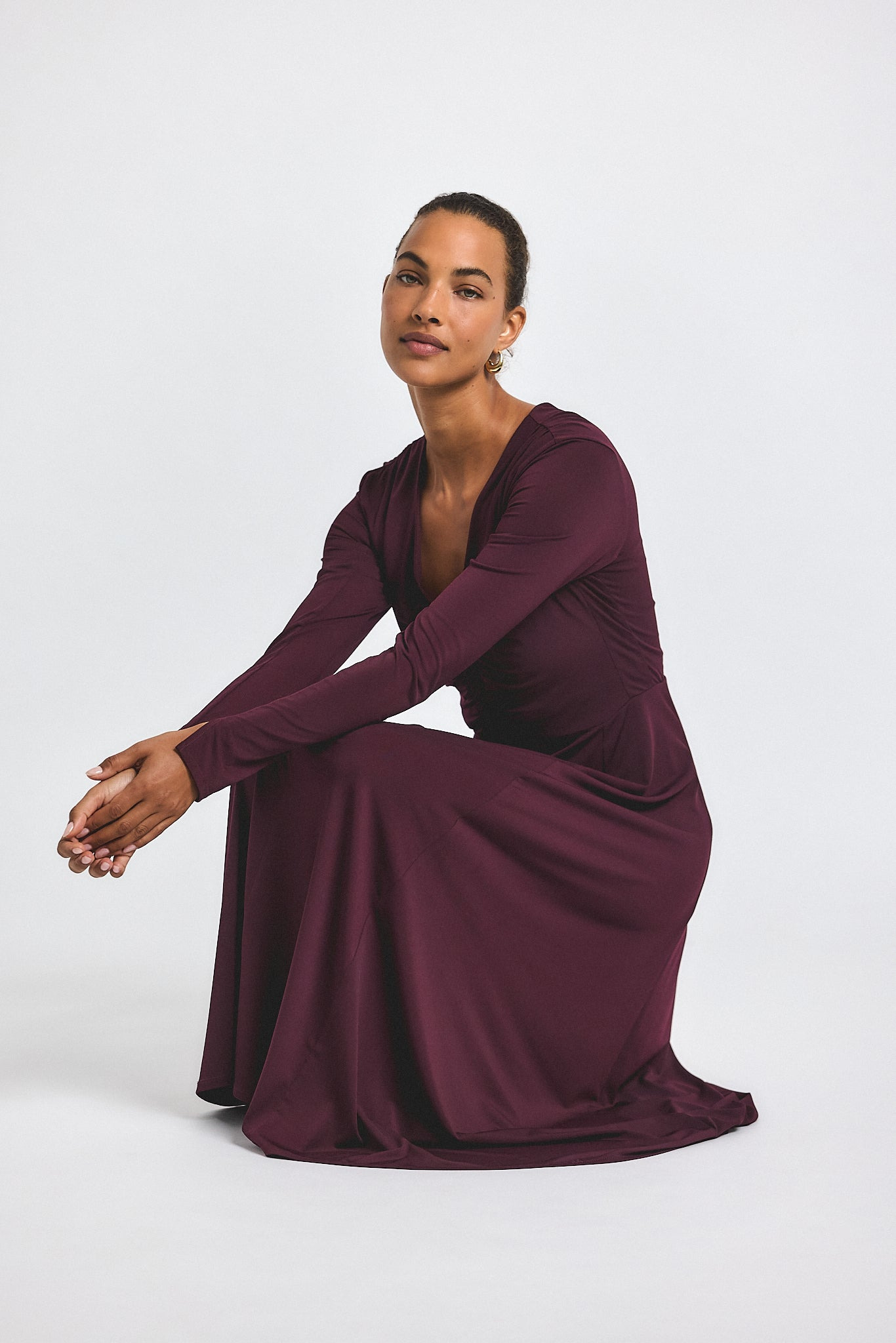ISABELLA RUCHED FRONT LONG SLEEVE DRESS - 3