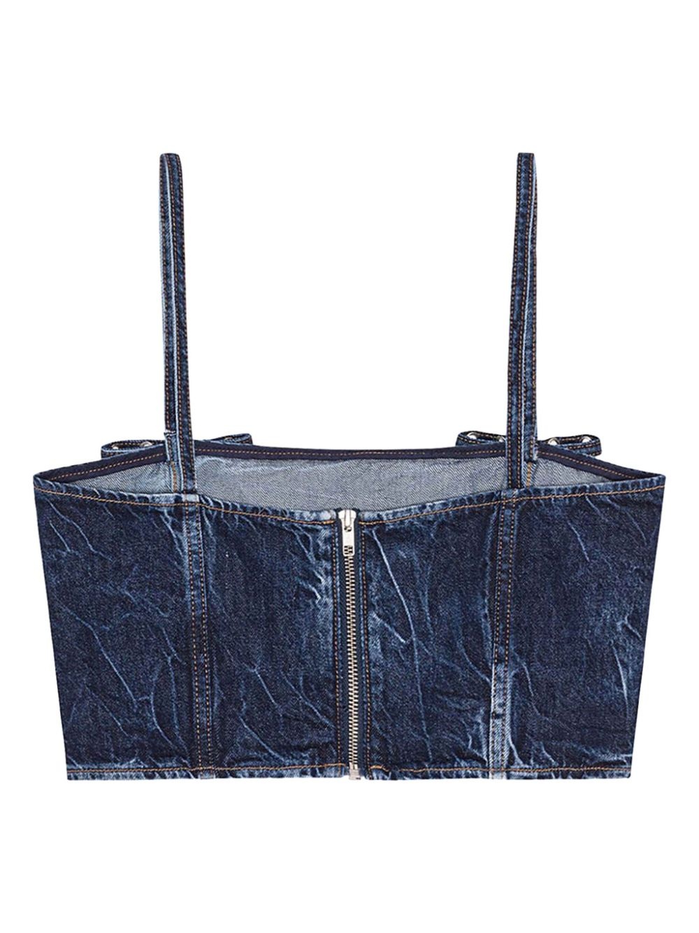 crinkled denim top - 6