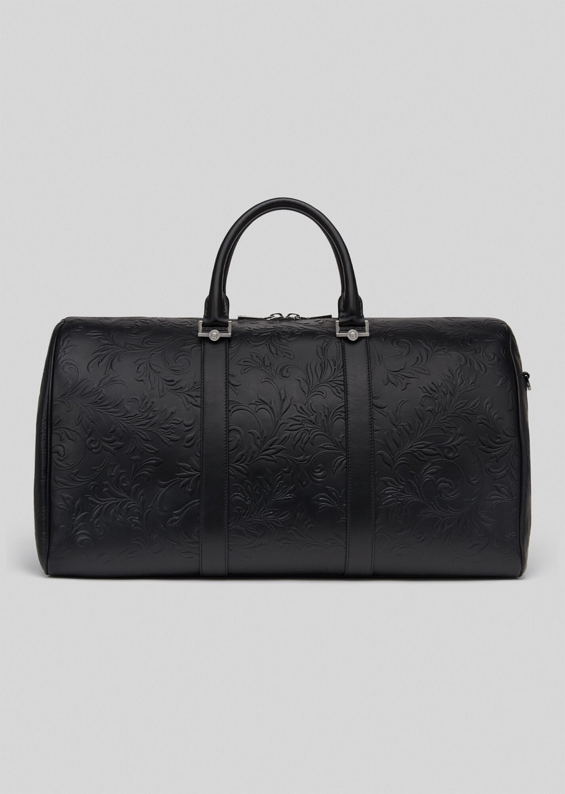 Embossed Barocco Leather Travel Bag 4
