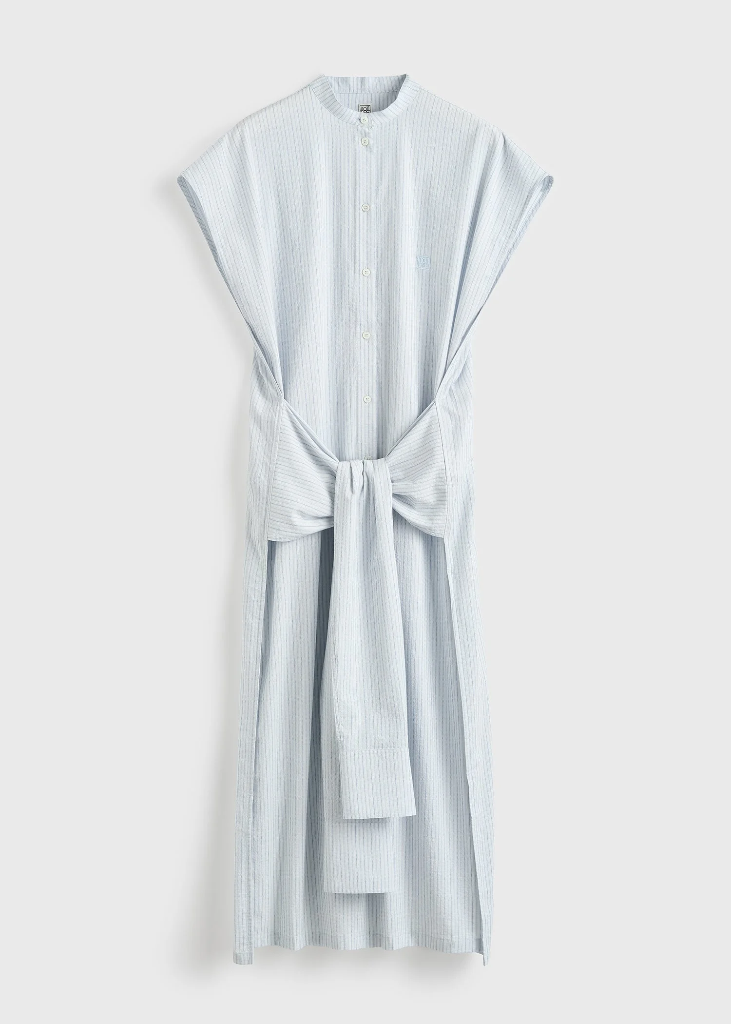 Striped tie-sleeve dress blue/white - 1