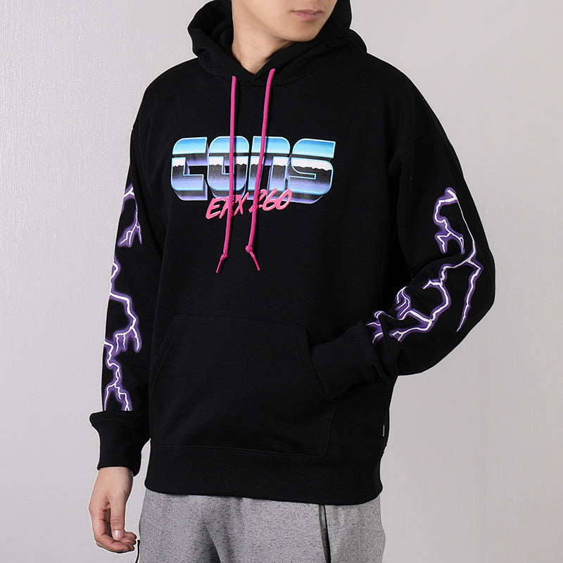Men's Converse Flash Logo Printing Sports Fleece Lined Black 10017495-A01 - 5