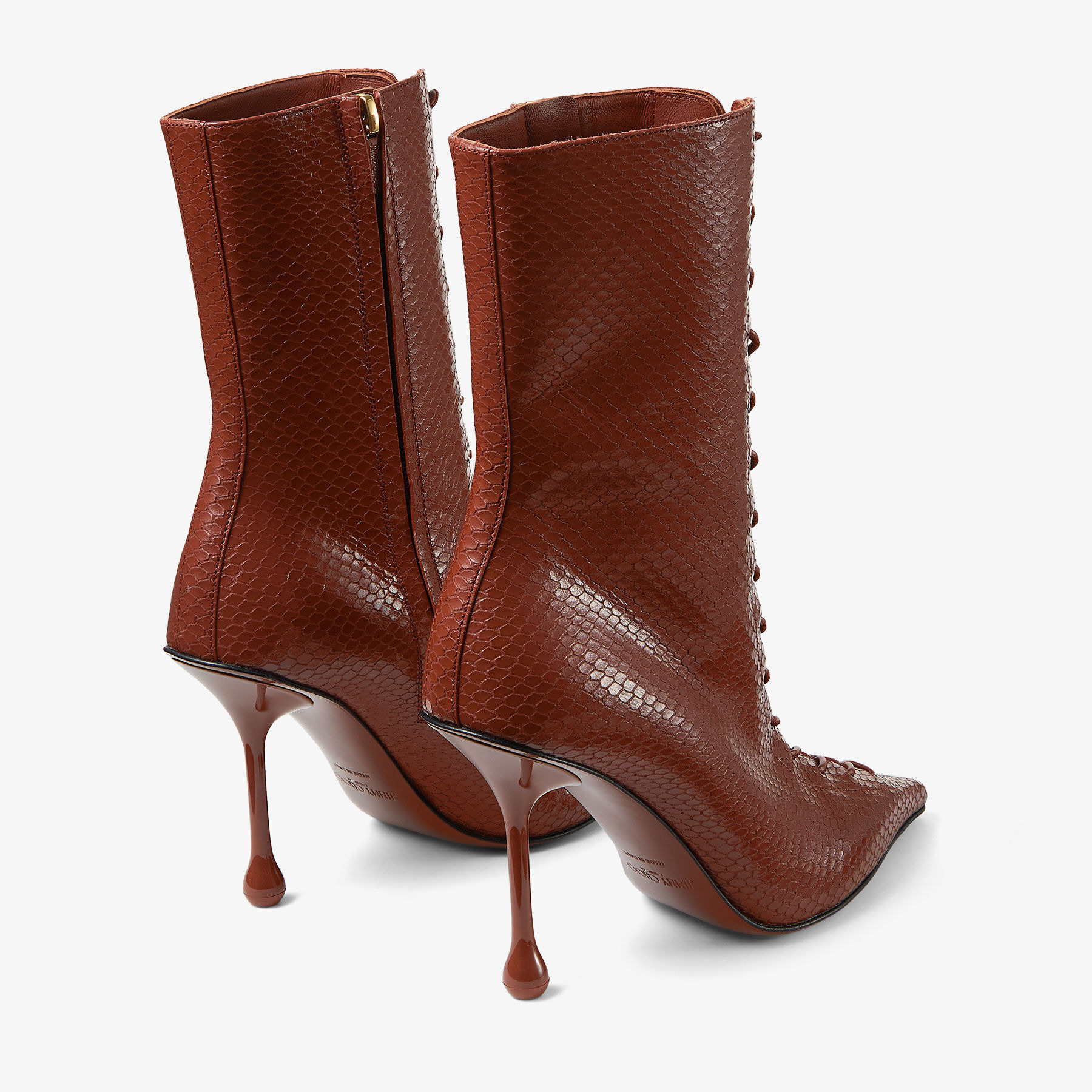 Scarlett Ankle Boot 95
Cognac Elaphe Printed Leather Ankle Boots - 5
