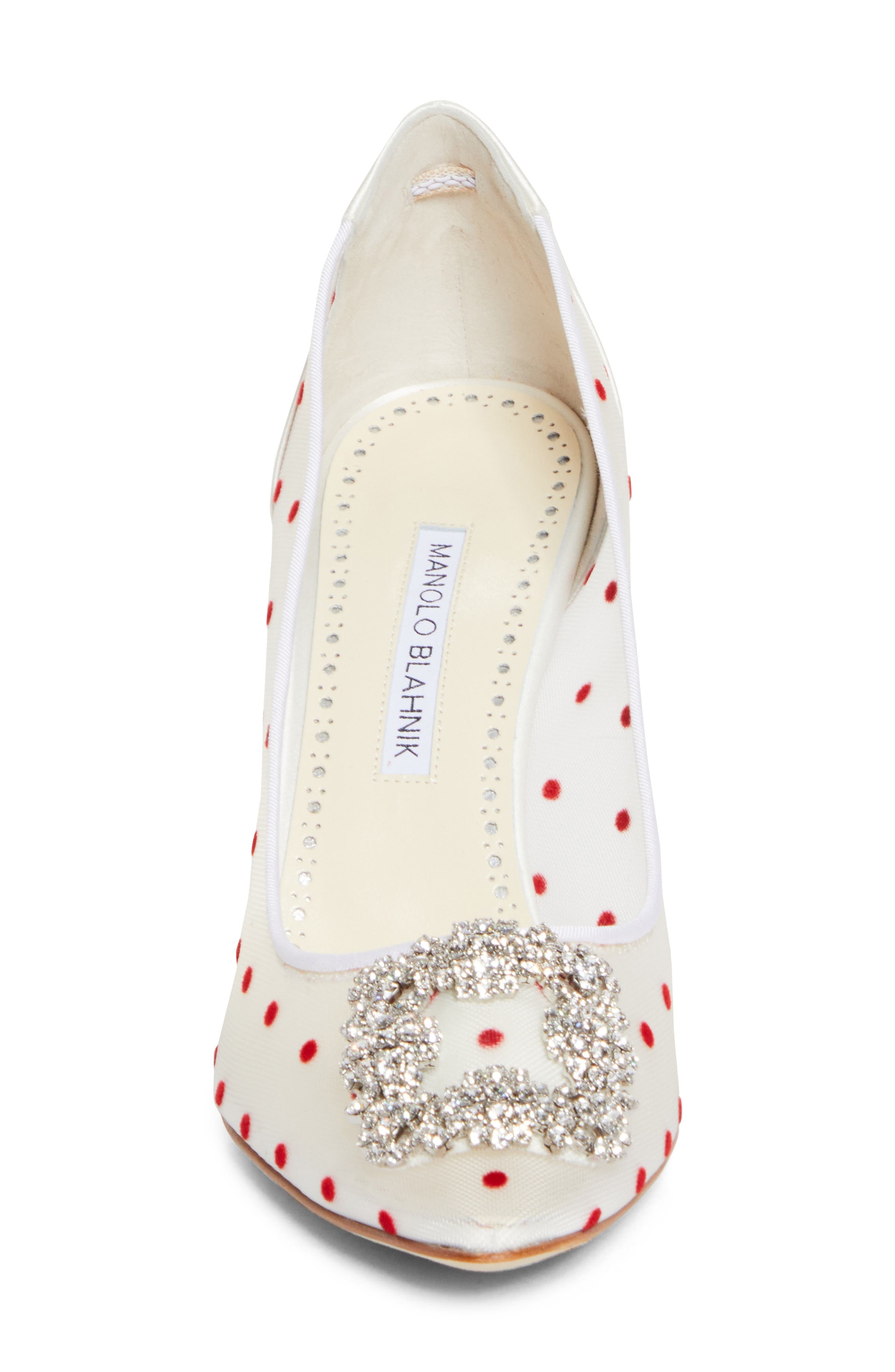 Manolo Blahnik Hangisi Pump in Red/Light Cream at Nordstrom - 4