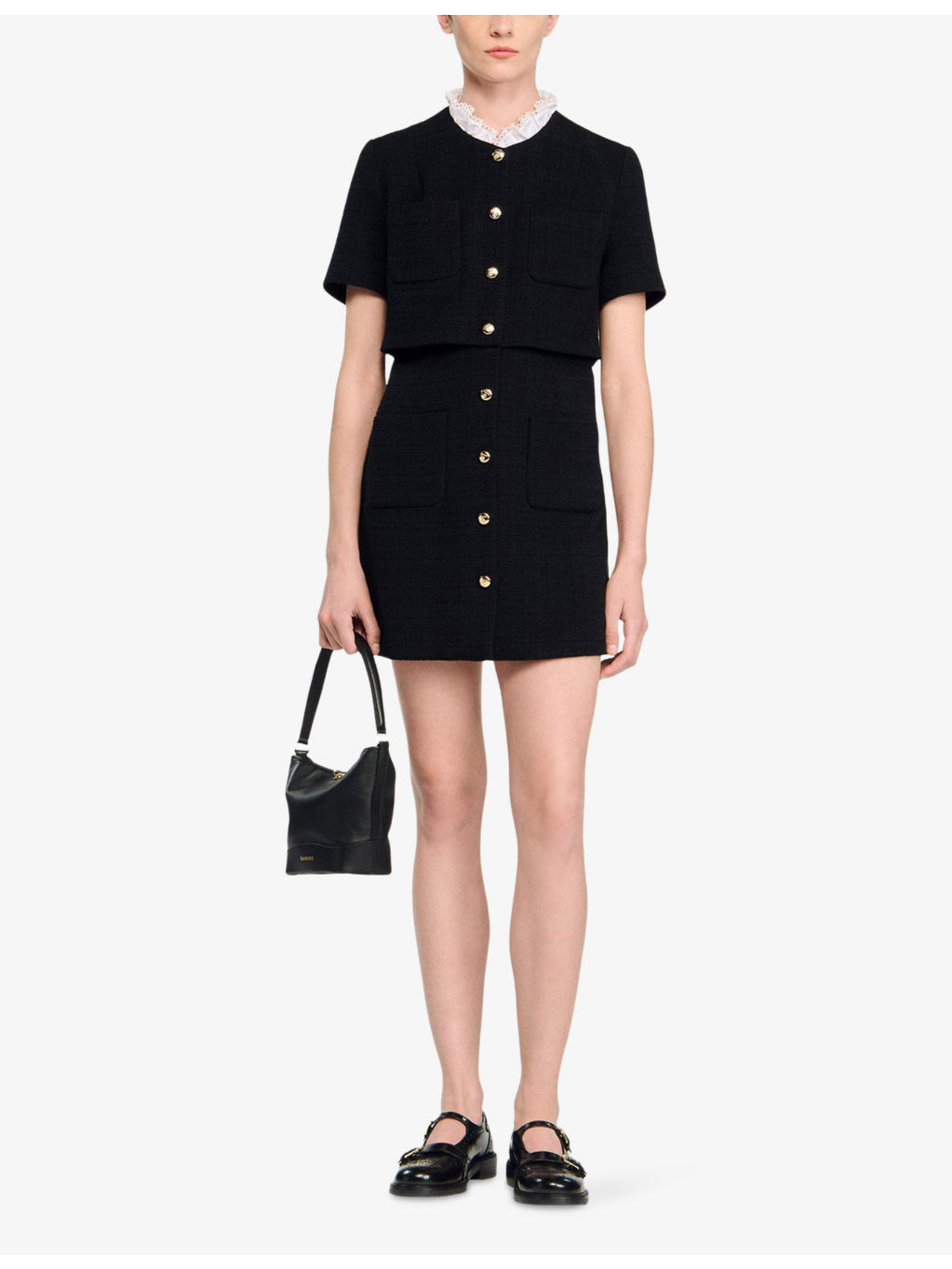 Detachable-Collar Button-Down Cotton-Blend Mini Dress - 2