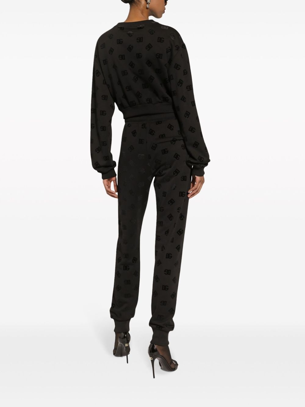 logo-flocked cotton track pants - 4