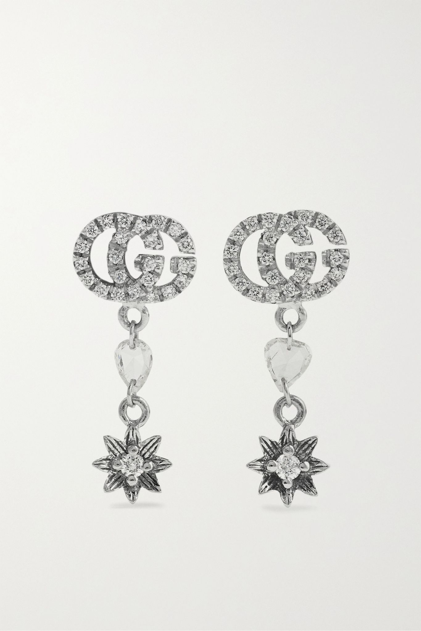 18-karat white gold diamond earrings - 1