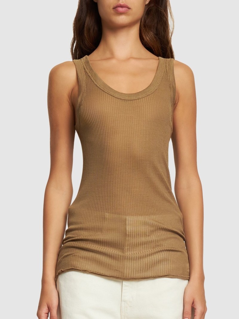 Seamless ribbed silk tank top - 3