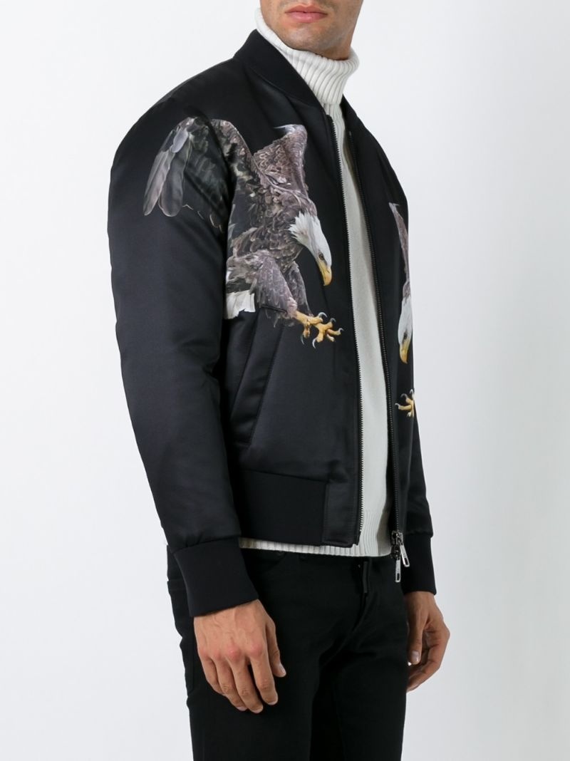 eagle print bomber jacket - 3