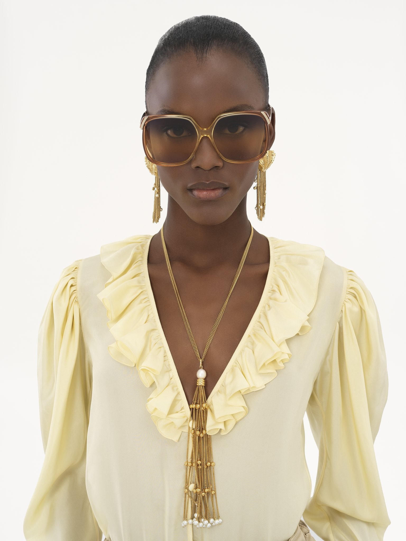 V-NECK RUFFLE TOP IN SILK HABOTAI - 6