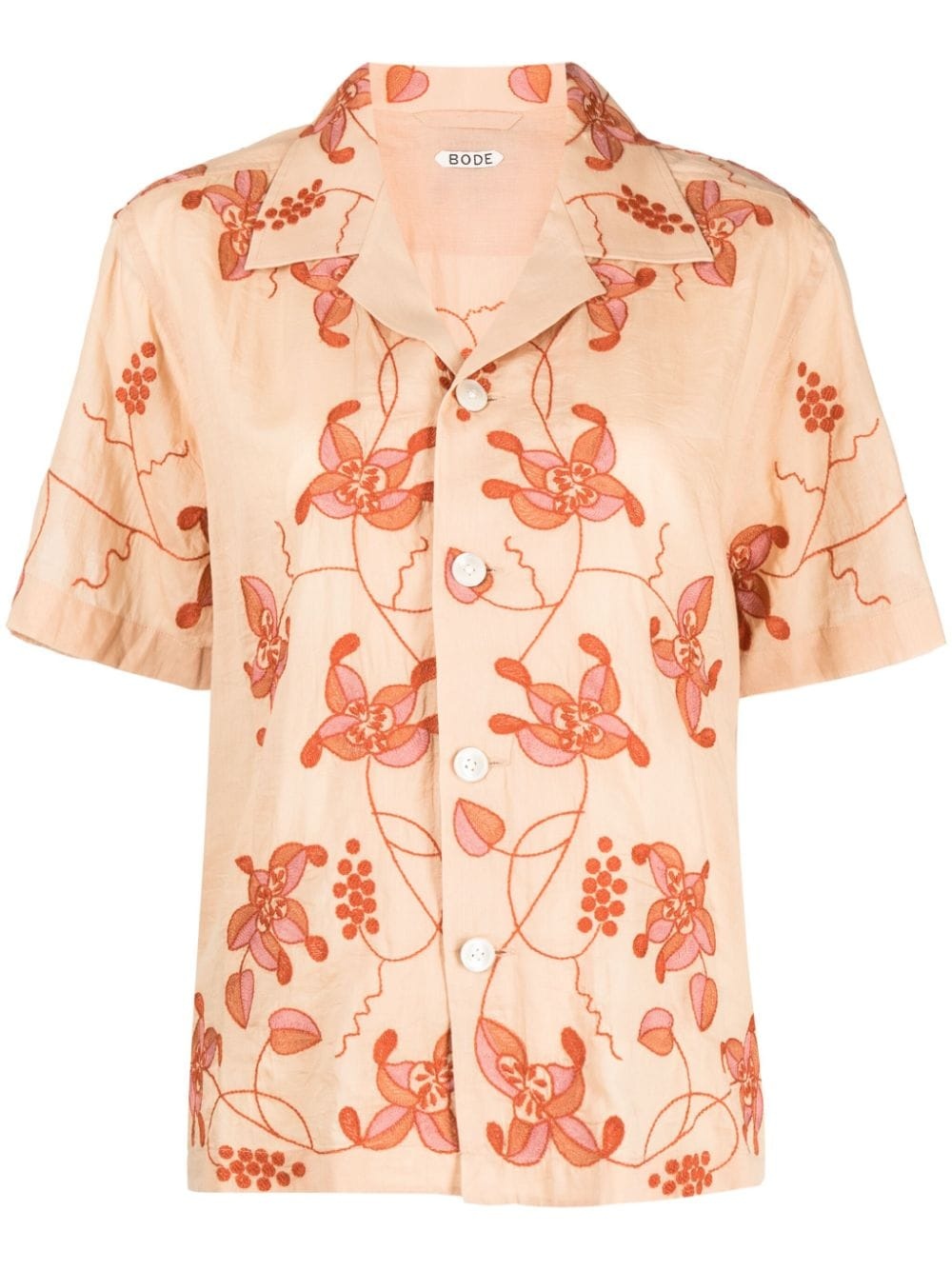 Bougainvillea floral-embroidered cotton shirt - 1