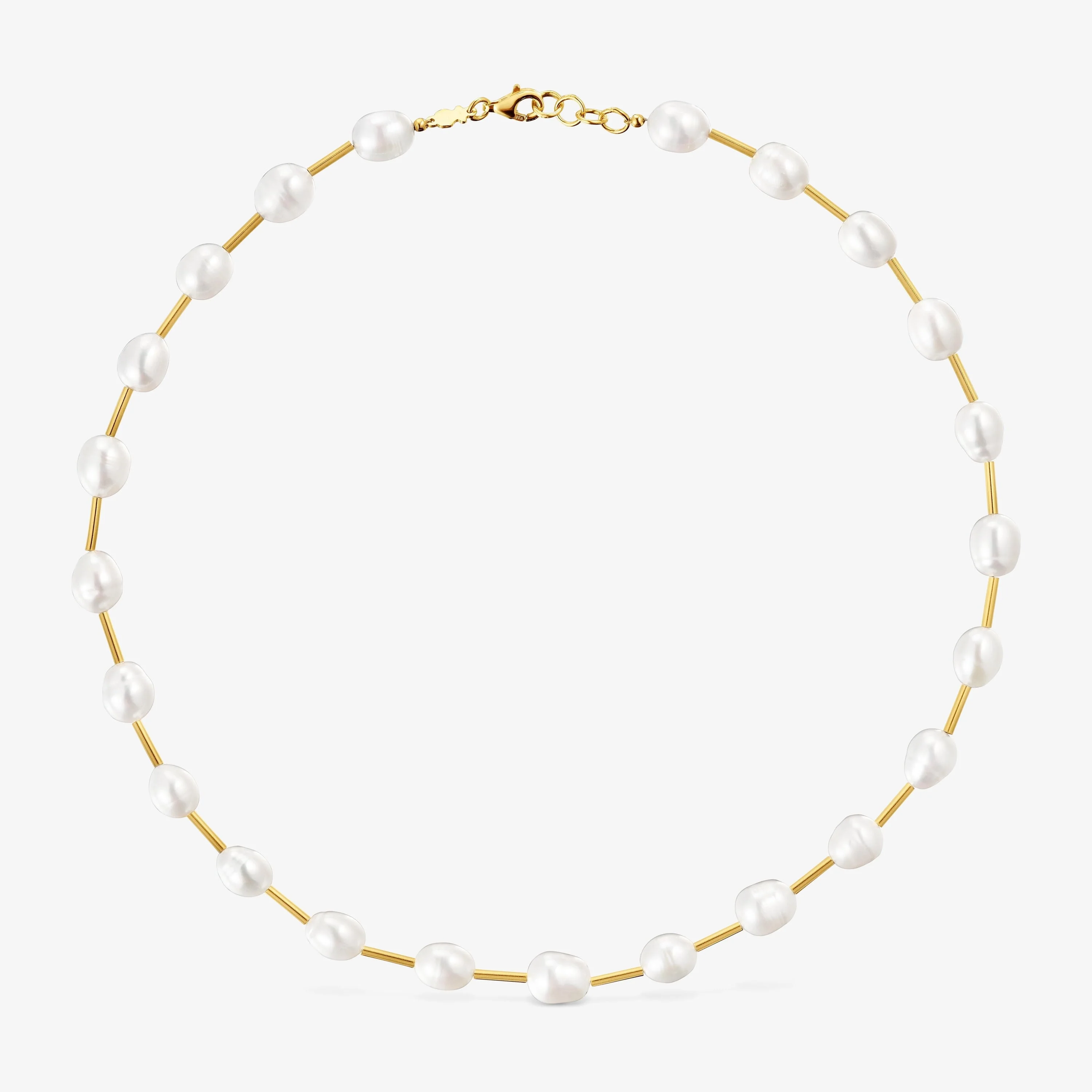 Tube Choker with 18K gold vermeil and cultured pearls Gloss - 1