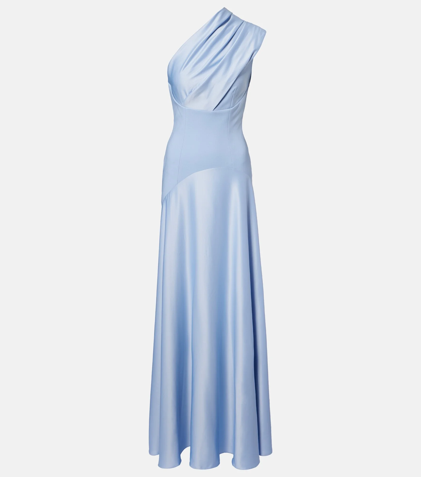Gabriela one-shoulder crêpe and satin gown - 1