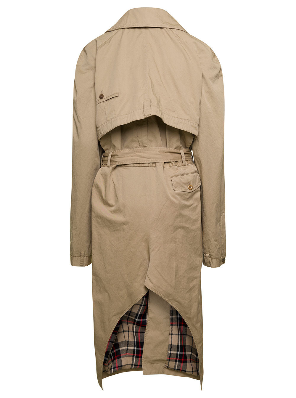 Balenciaga Women Beige Deconstructed Trench Coat With Matching Belt In Cotton Twill Woman - 2