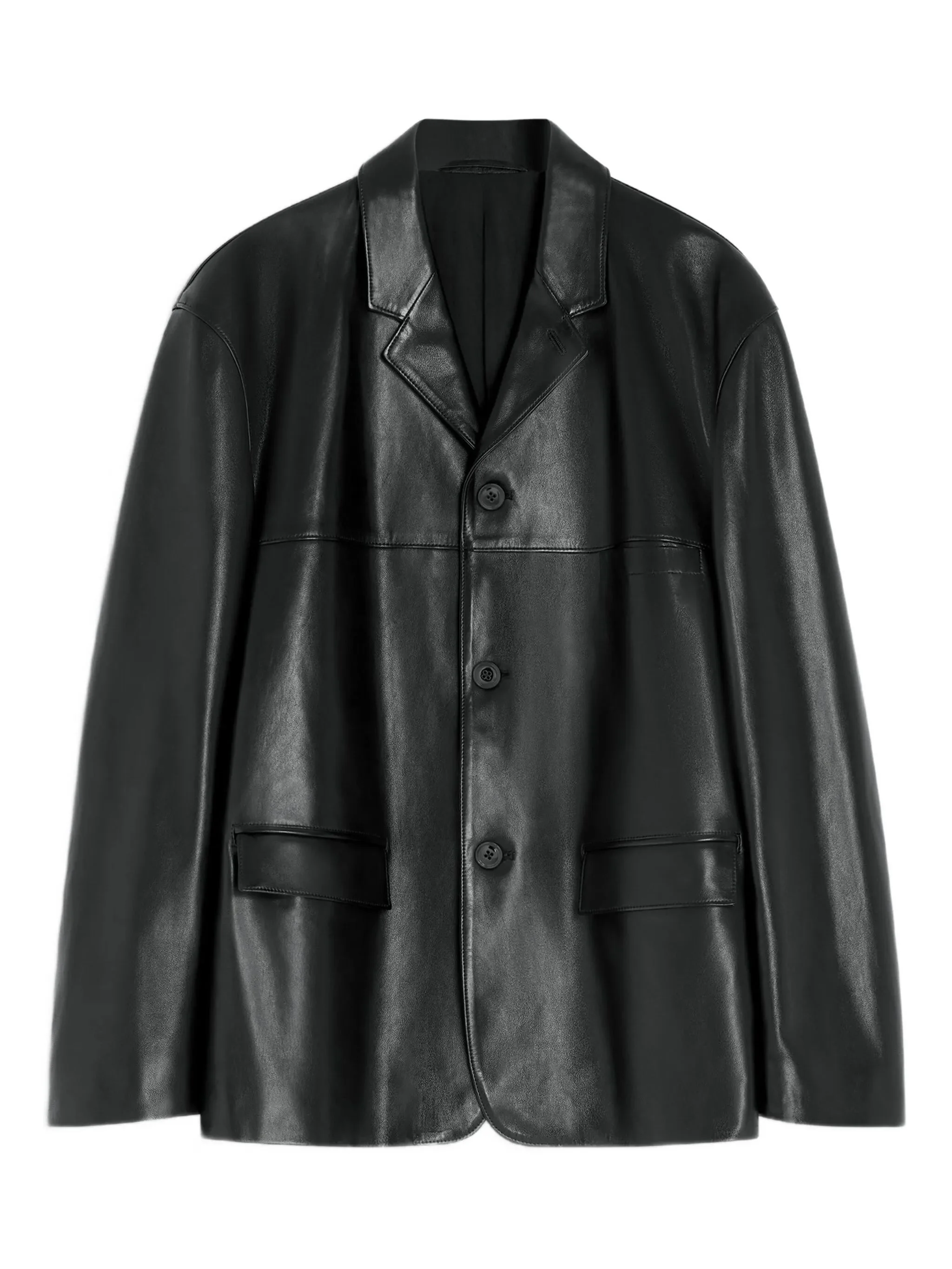 tailored single-breasted leather jacket - 1