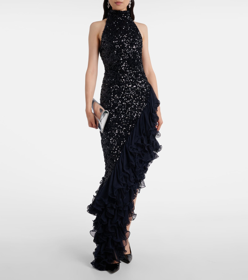 ROTATE Ruffled sequined cocktail dress outlook