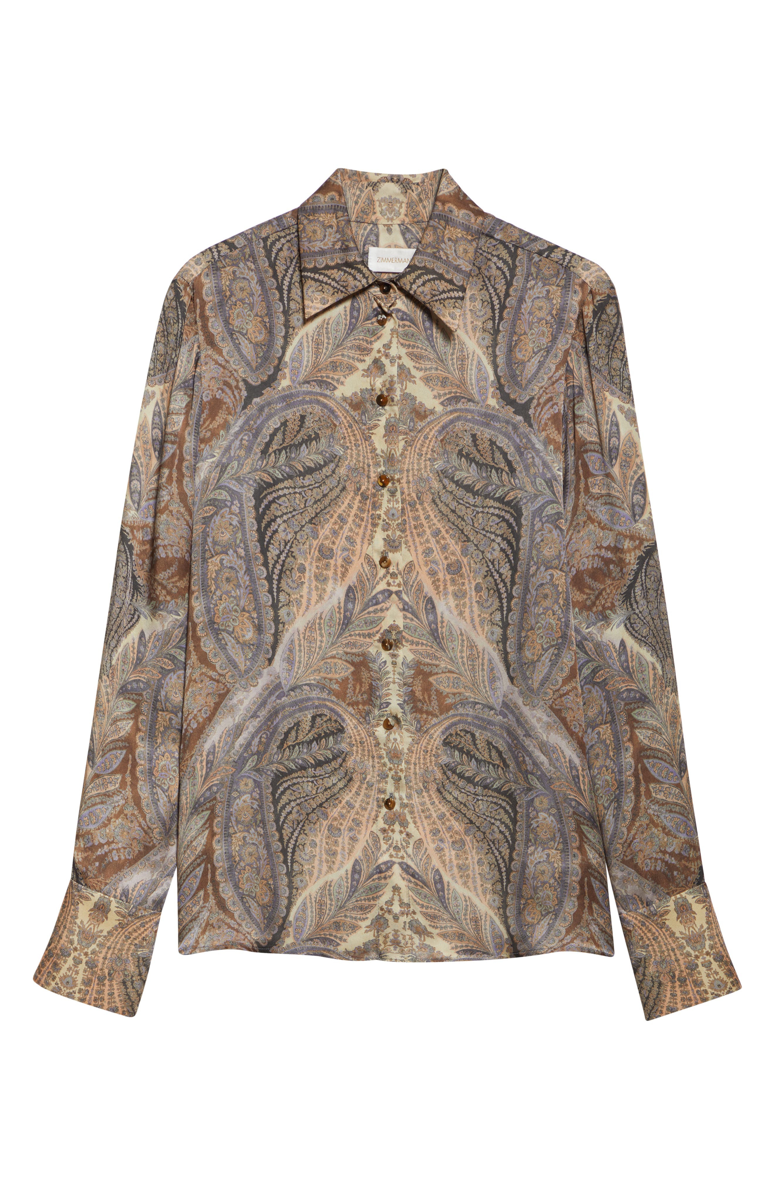 Zimmermann Hypnotic Silk Button-Up Shirt in Denim Paisley at Nordstrom - 5