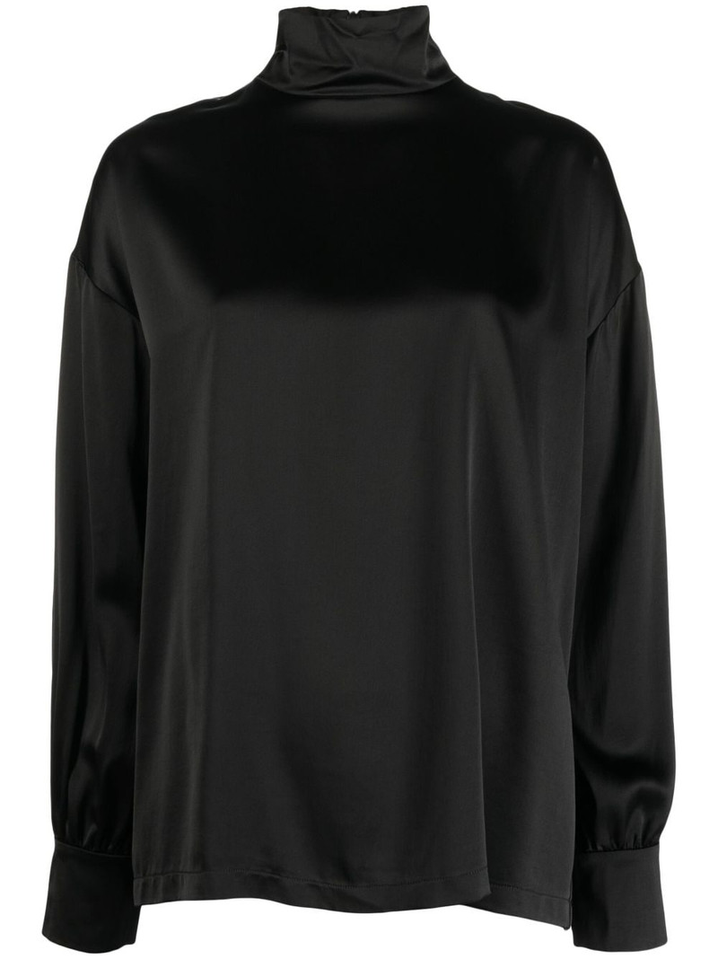 high-neck satin blouse 1
