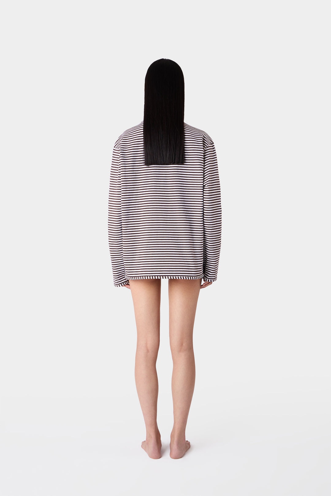 STRIPED LONGSLEEVE T-SHIRT / brown and optical white - 8