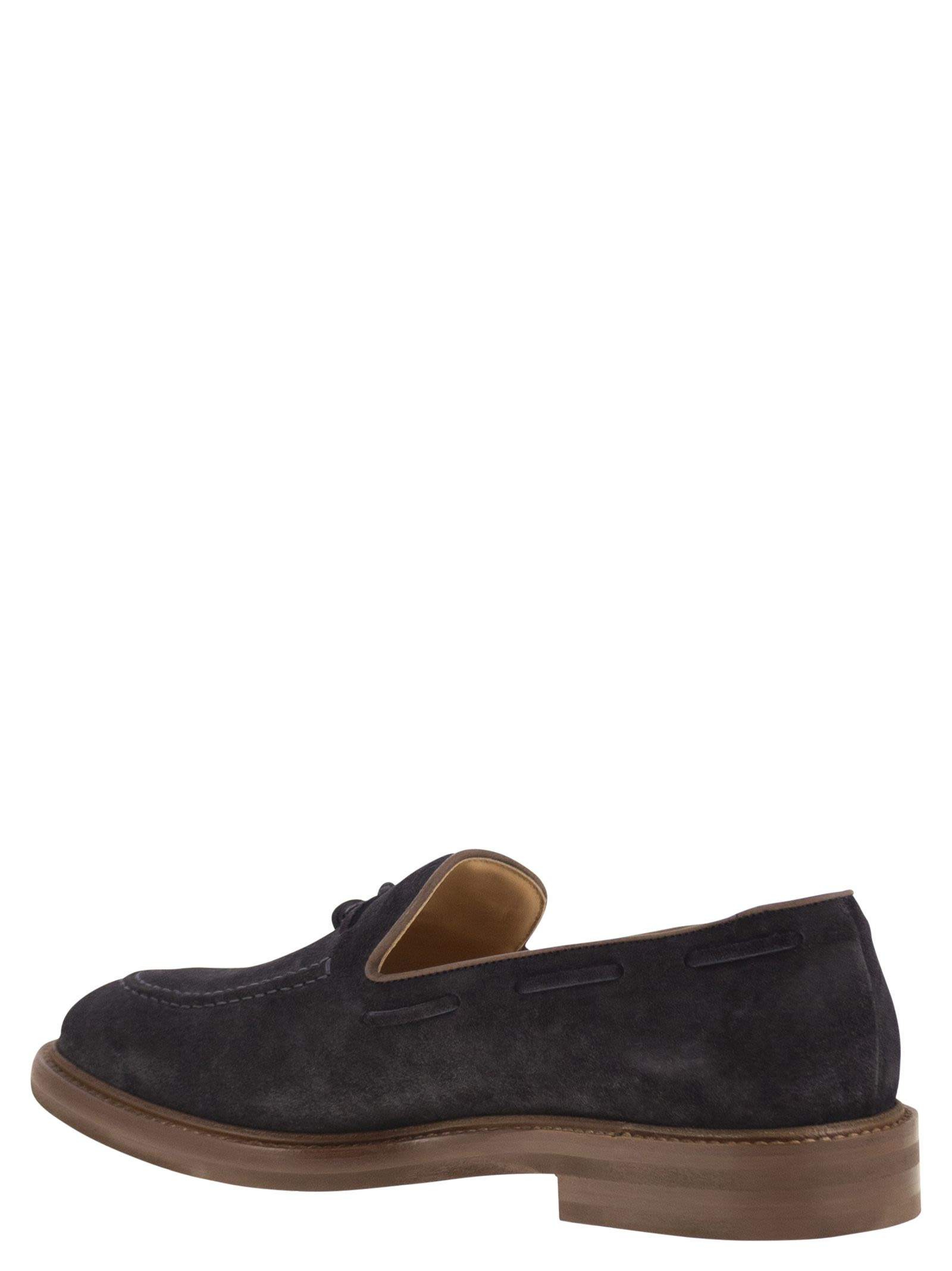 Brunello Cucinelli Men Suede Moccasins With Tassels - 3