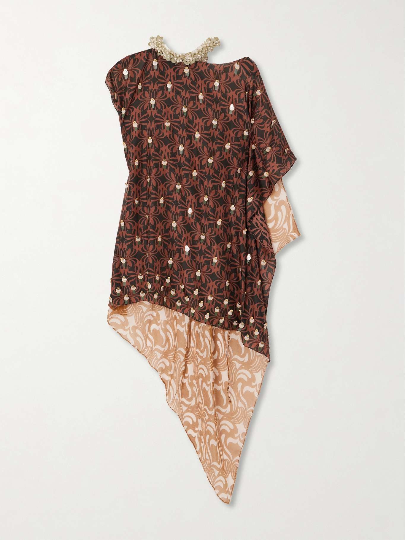 Embellished silk-chiffon and crepon top - 1