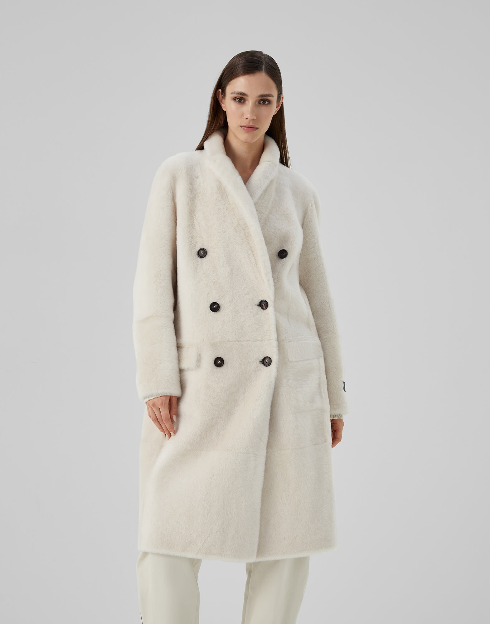 Reversible shearling coat with Precious patch - 1