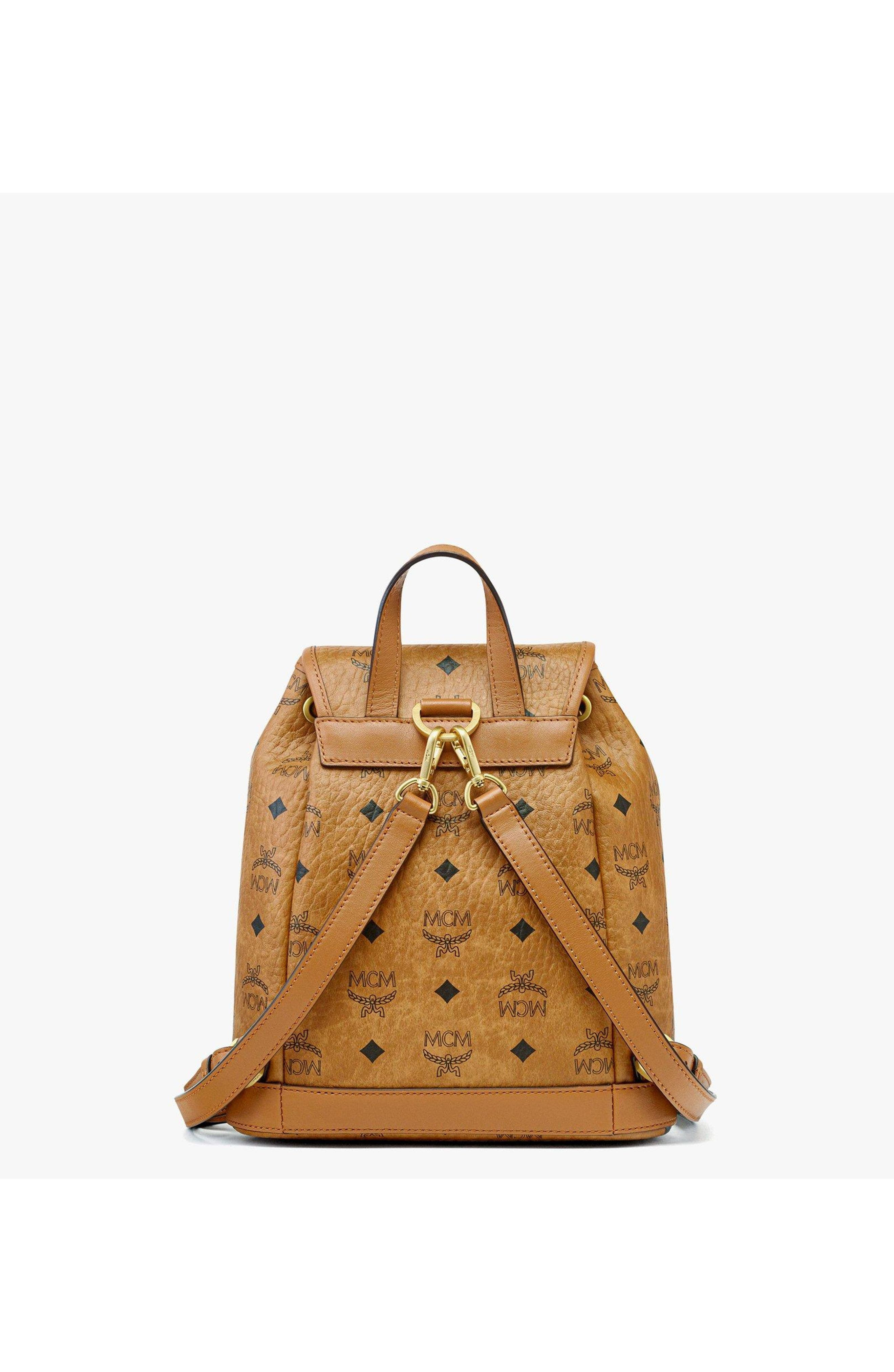 MCM Mini Aren Drawstring Backpack in Visetos in Brown at Nordstrom - 4