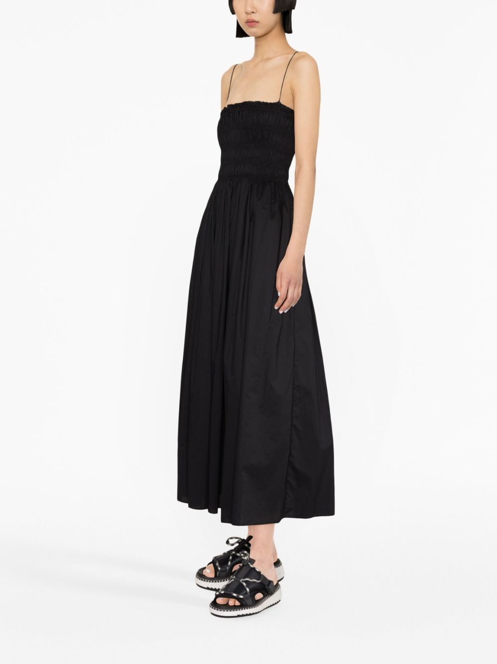 shirred cotton midi dress - 3