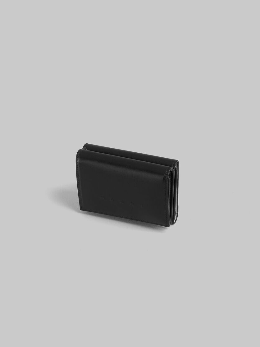 BLACK LEATHER TRIFOLD WALLET WITH RAISED MARNI LOGO - 4
