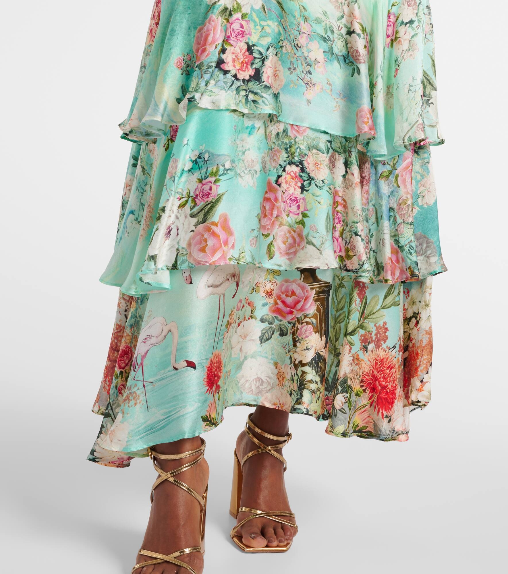 Ruffled tiered silk maxi skirt - 5