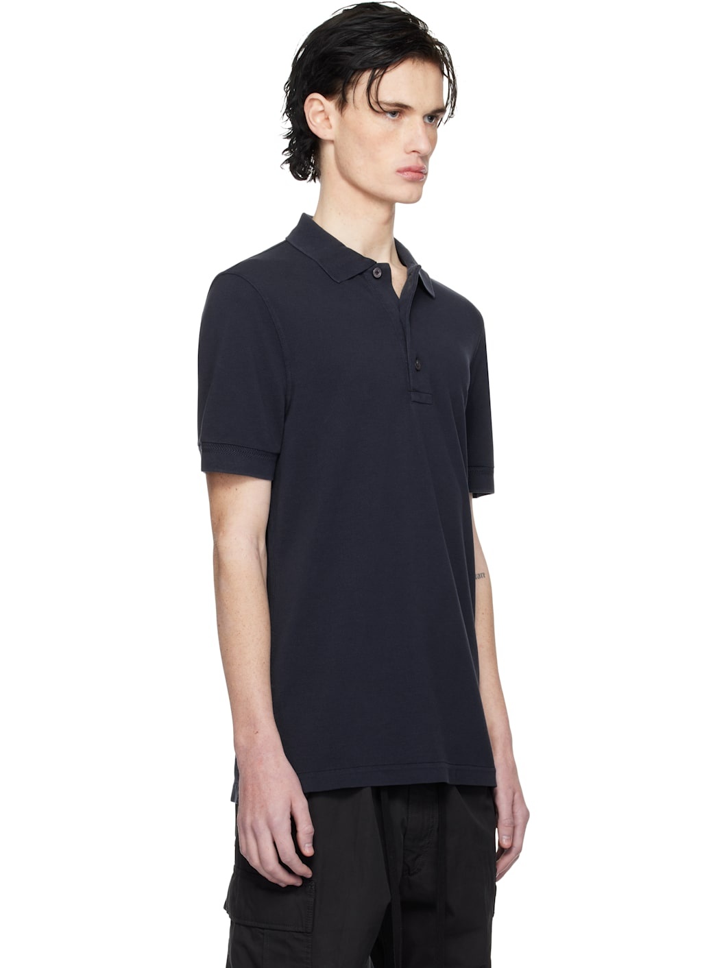 Navy Three-Button Polo - 2