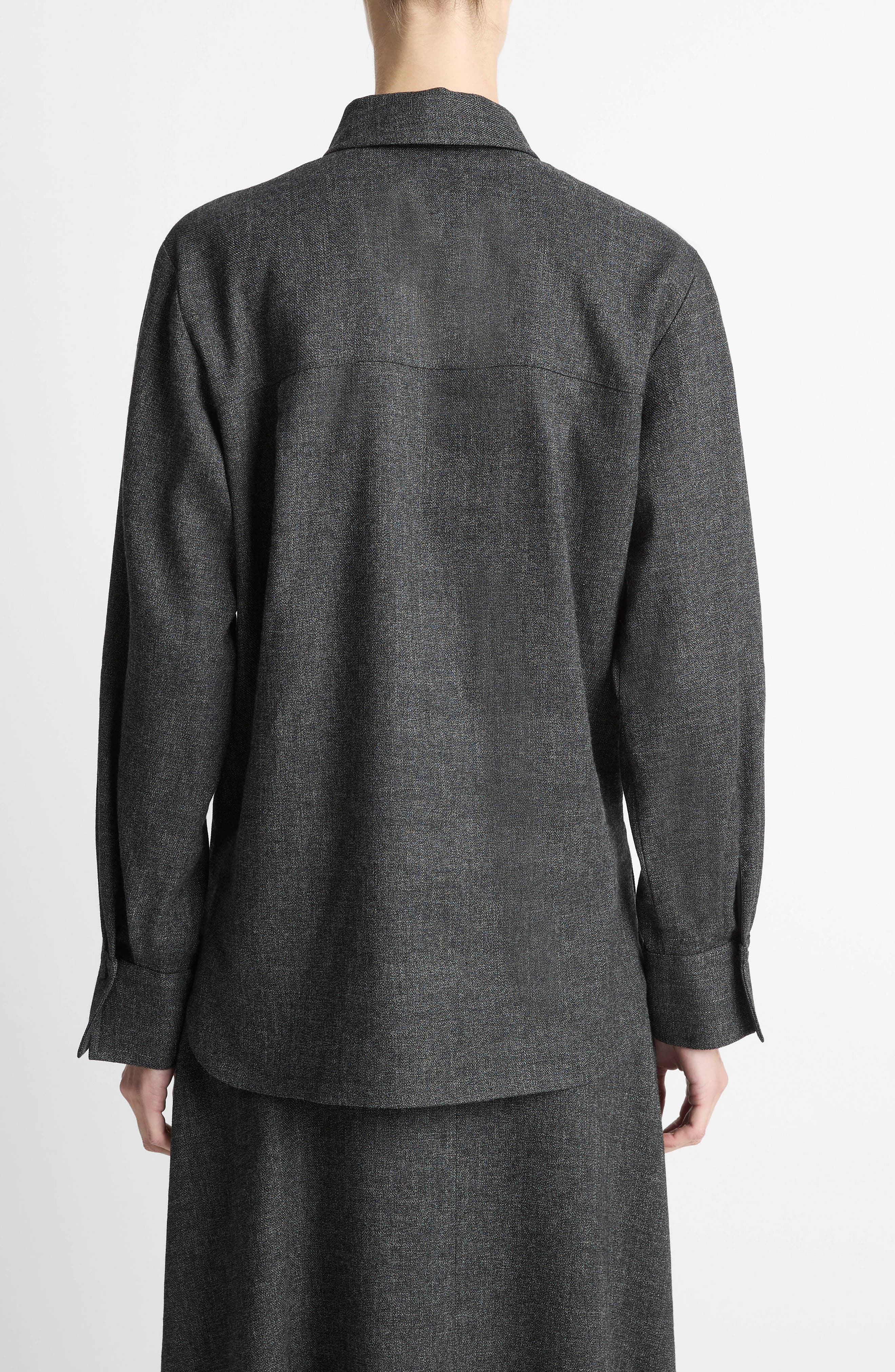 Vince Tweed Button-Up Shirt in Medium Heather Grey at Nordstrom - 2