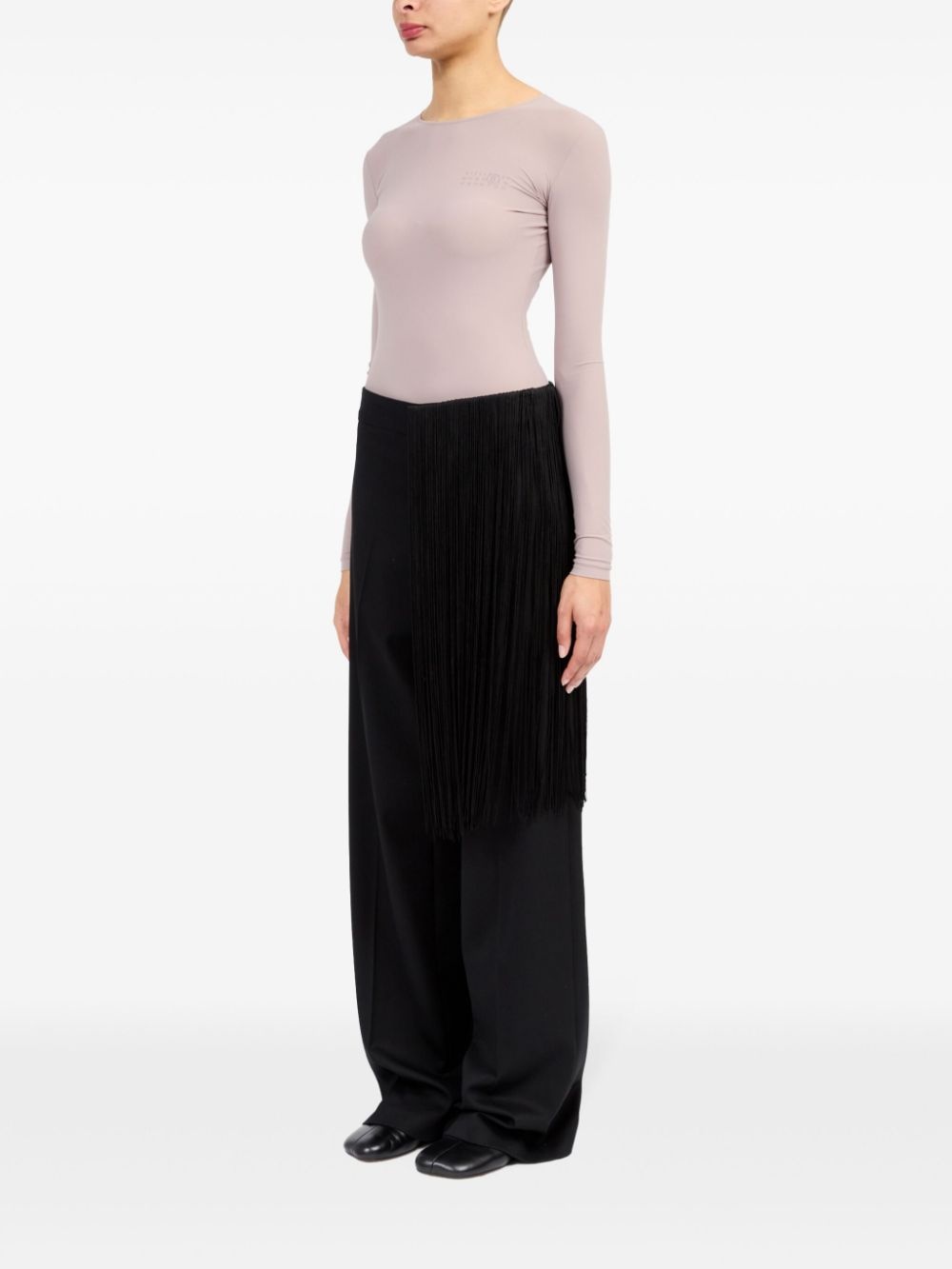 fringe-detailing flared trousers - 6