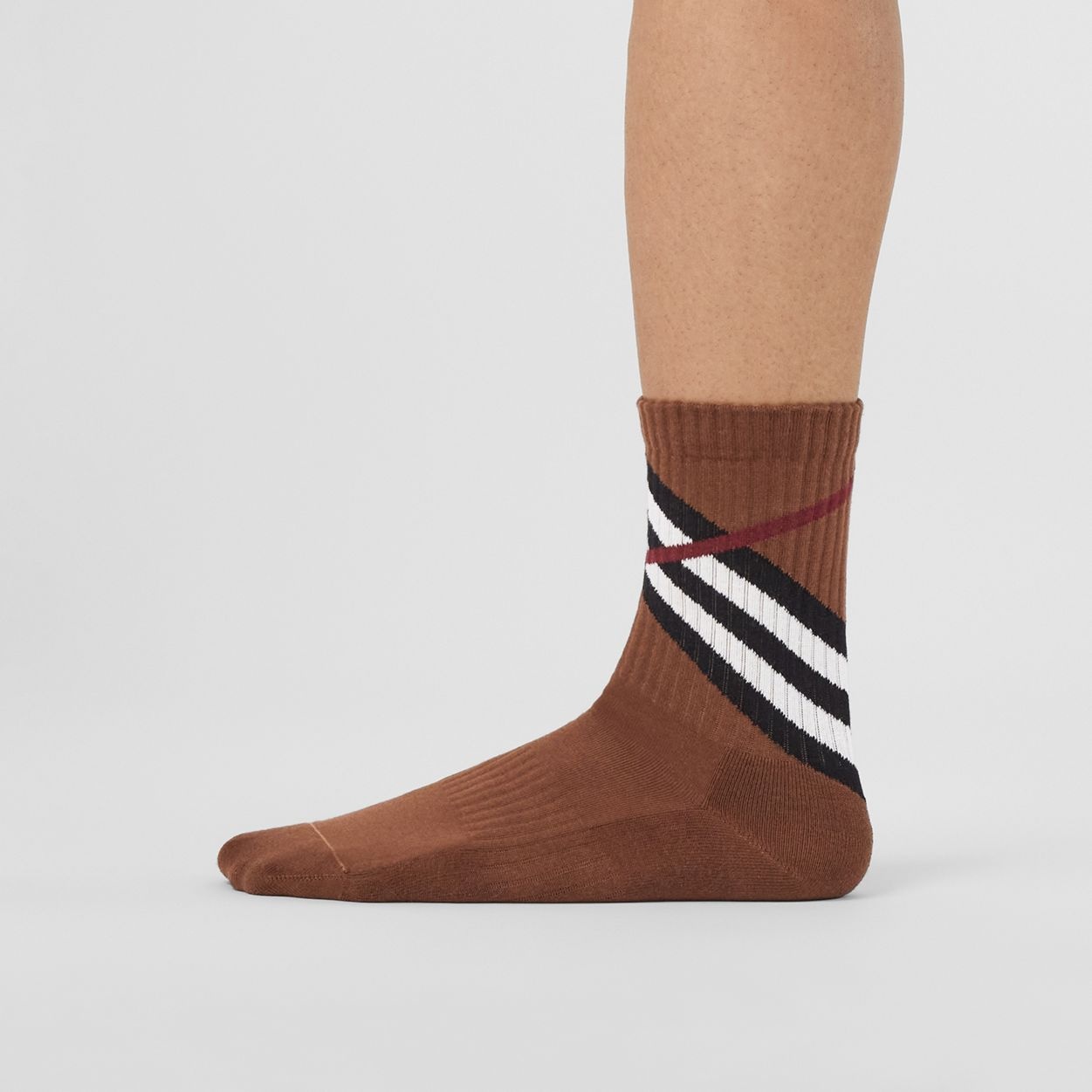 Chevron Check Intarsia Stretch Cotton Socks - 3