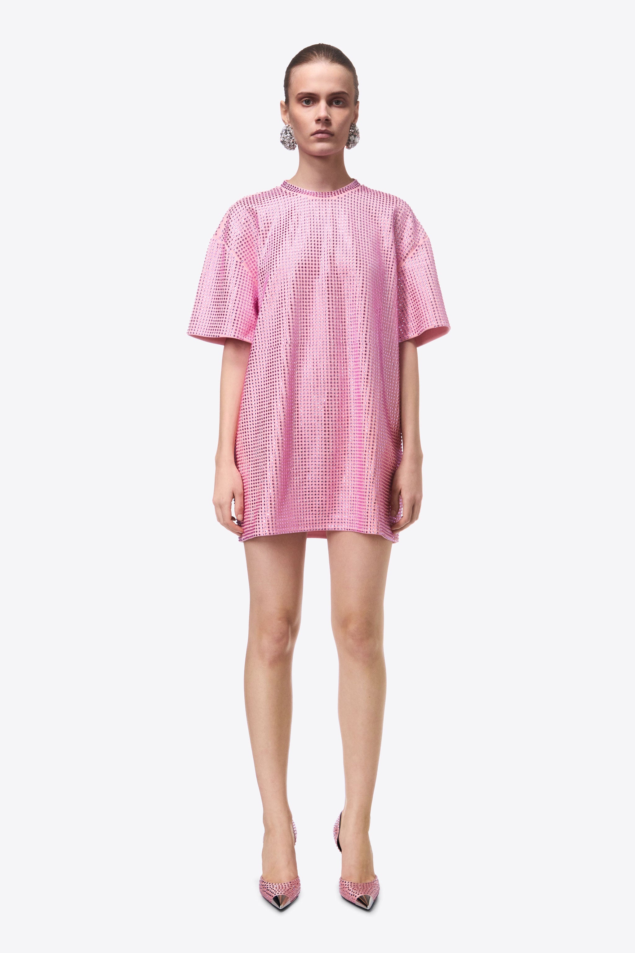 CRYSTAL EMBELLISHED BACKLESS T-SHIRT DRESS - 4