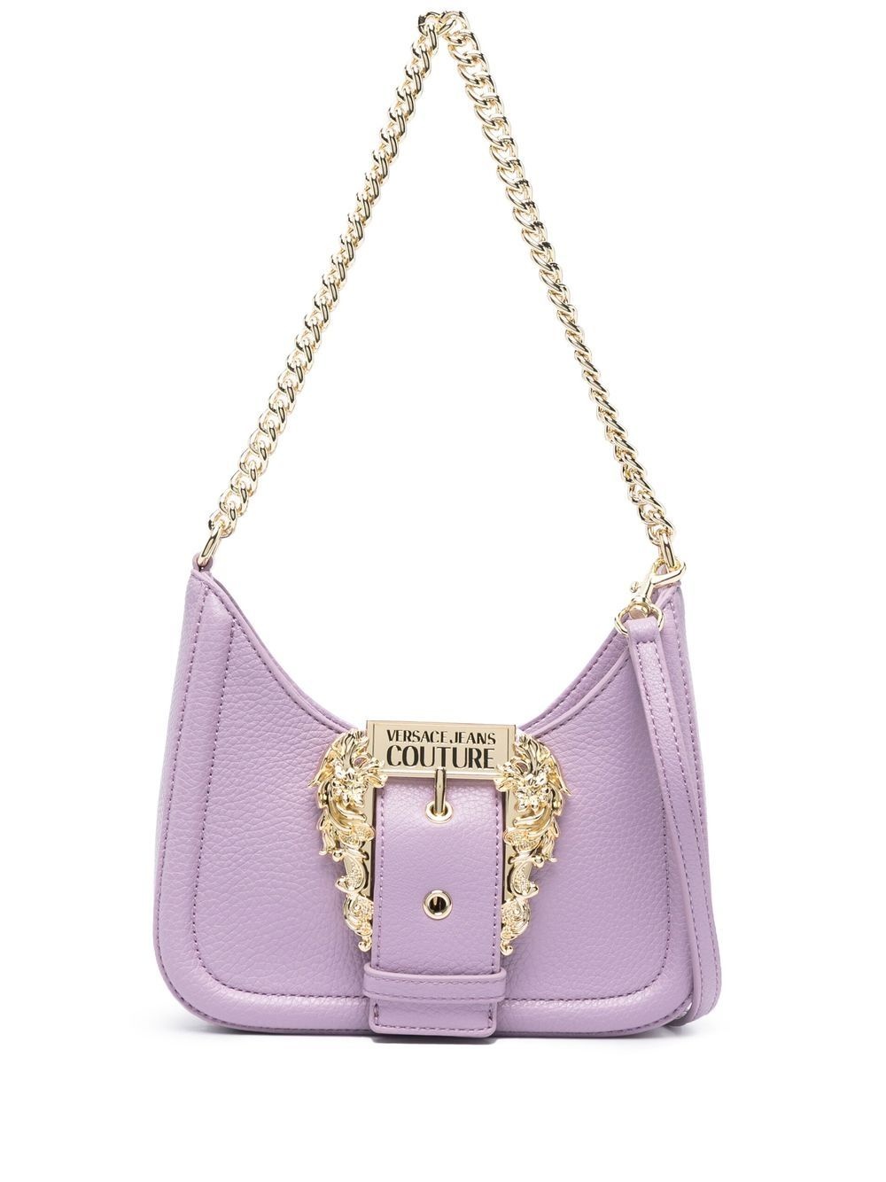 engraved-logo buckle shoulder bag - 1