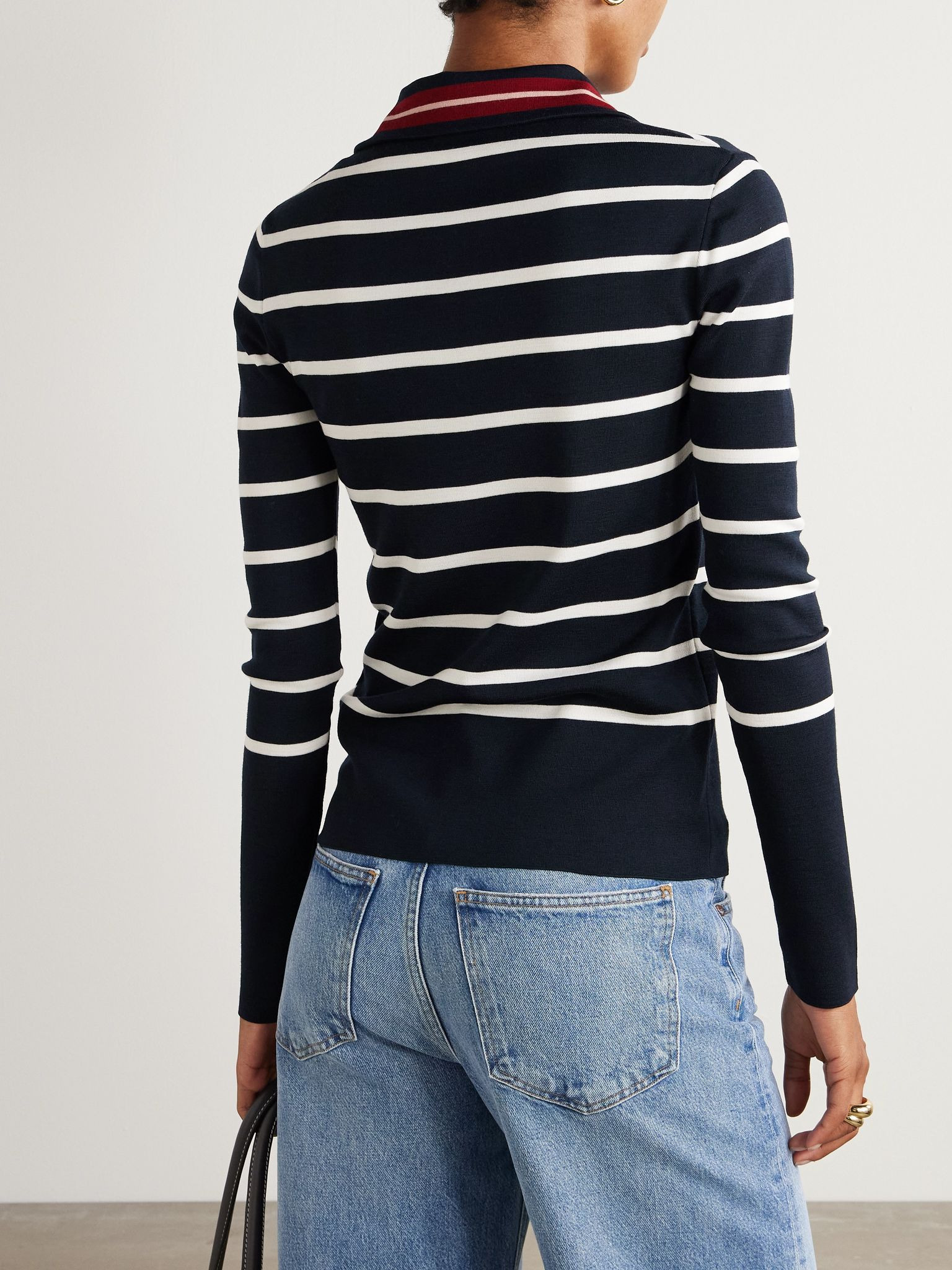 Striped wool sweater Navy - 3